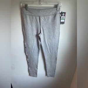 Under Armour NWT Girls leggings Grey w Purple Writing Casual Activewear Size LG